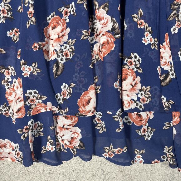 Torrid‎ Dress Women’s Plus Size 3X Blue Floral Mini Navy Blue Roses Garden Party - Picture 14 of 16